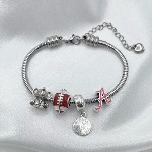 Linx Snake Chain Bracelet with Alabama Crimson Tide Football Themed Charms